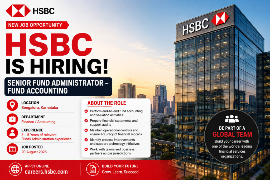 HSBC Senior Fund Administrator – Fund Accounting Jobs 2026: Bengaluru, Eligibility & Apply Online 4 HSBC Senior Fund Administrator Jobs 2026 Bengaluru