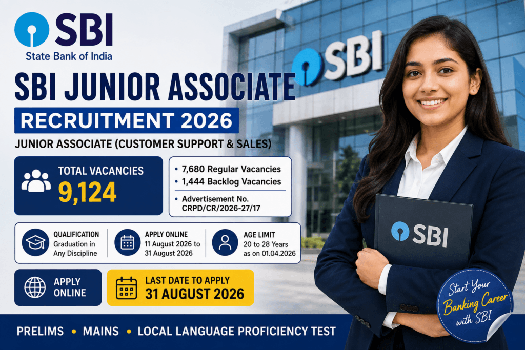 SBI Junior Associate Recruitment 2026: 9,124 Vacancies, Eligibility, Exam Pattern & Apply Online 3 SBI Junior Associate Recruitment 2026: 9,124 Vacancies