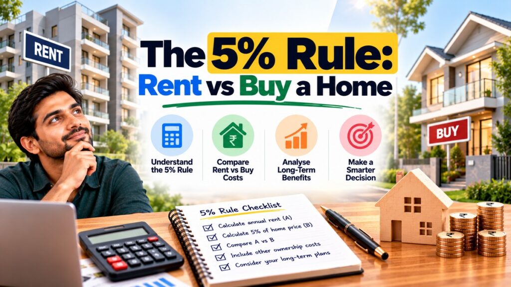 5% Rule: Rent vs Buy a Home in India | Stock Charcha 1 5% Rule for Rent vs Buy: Should You Rent or Buy?